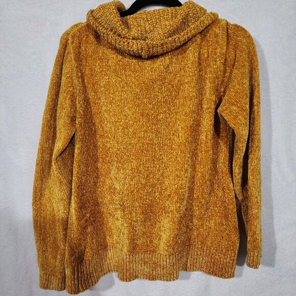 Golden Yellow Cowl Neck Sweater Large Chenile - Picture 2 of 5
